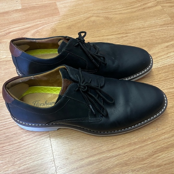 Men's Florsheim Dark Navy Leather Upper and Textiles Comfortech Shoes Sz 9W - Picture 1 of 7